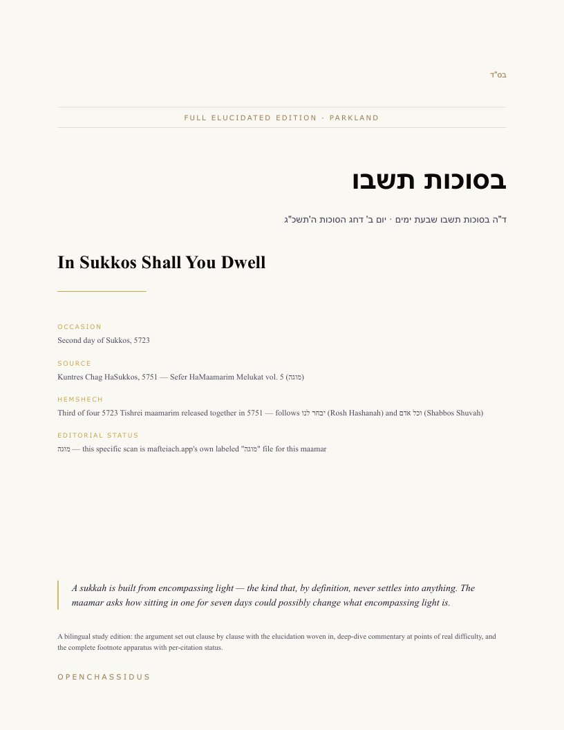 In Sukkos Shall You Dwell